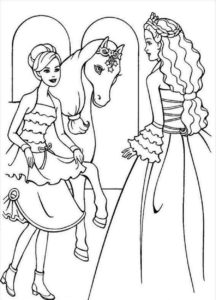 coloriage barbie et son cheval a imprimer de la catégorie coloriage barbie