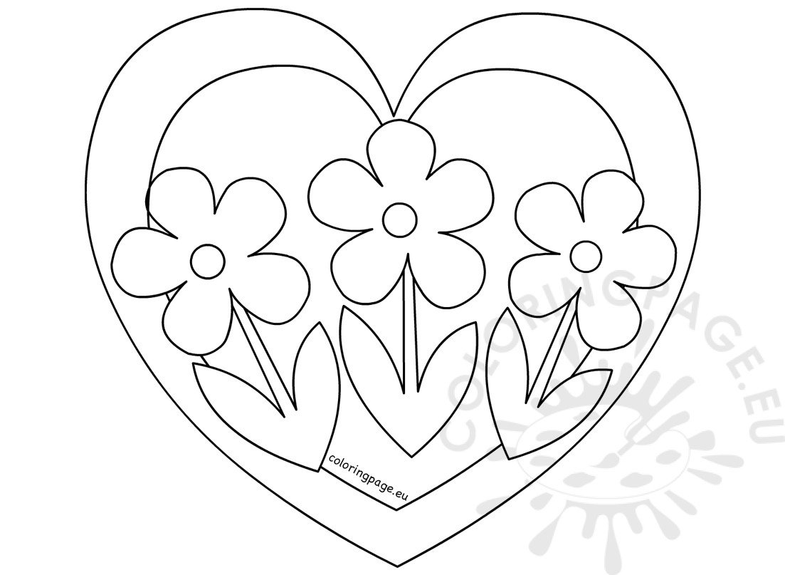 coloriage coeur  coloriage à imprimer coeur et fleurs