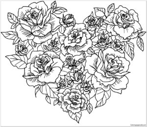 coloriage coeur avec fleurs de la catégorie coloriage coeur