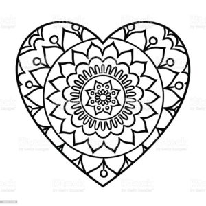 coloriage de mandala en forme de coeur a imprimer de la catégorie coloriage coeur