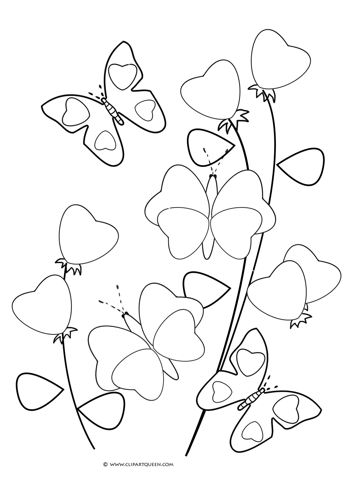 dessin coloriage coeur et fleur de la catégorie coloriage coeur