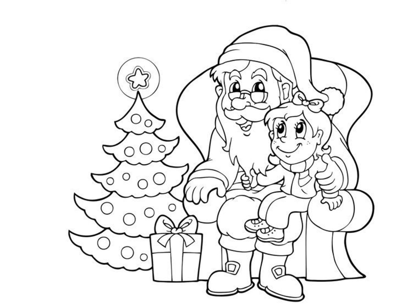 coloriage pere noel - coloriage pere noel avec sapin