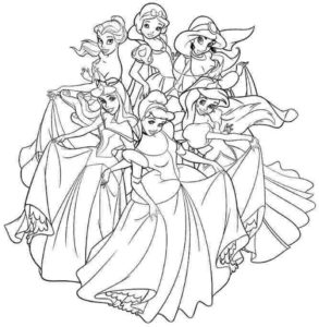 coloriage toutes les princesses disney à imprimer de la catégorie coloriage disney