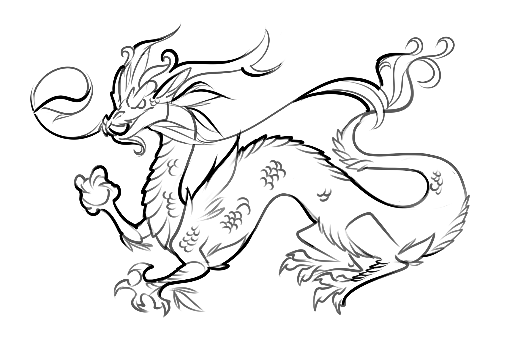 coloriage dragon chinois facile de la catégorie coloriage dragon