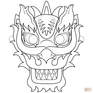coloriage masque dragon chinois de la catégorie coloriage dragon