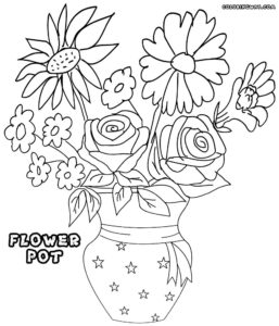 coloriage à imprimer gratuit pot de fleurs de la catégorie coloriage fleur