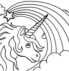 licorne avec arc en ciel a colorier de la catégorie coloriage licorne