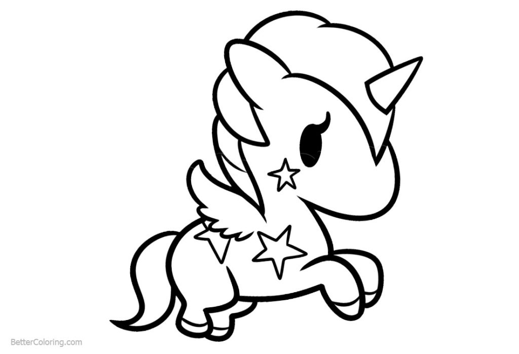 coloriage licorne kawaii a imprimer facile – 123Dessins | Source #1 des