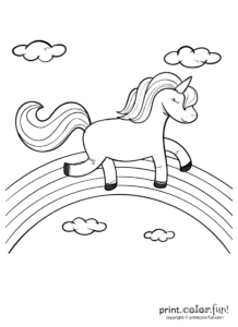 dessin à colorier licorne arc en ciel de la catégorie coloriage licorne