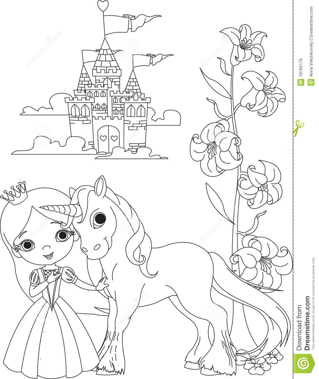 coloriage licorne et princesse à imprimer de la catégorie coloriage licorne