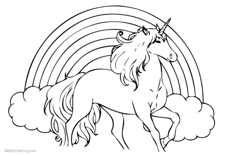 coloriage licorne - coloriage licorne avec arc en ciel a imprimer