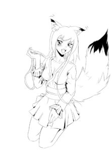 coloriage manga fille loup de la catégorie coloriage manga