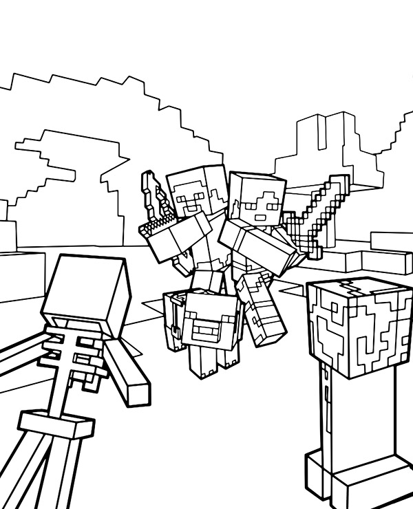 coloriage minecraft  coloriage minecraft steve et alex