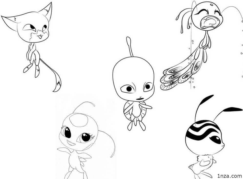 coloriage miraculous - kwami miraculous characters