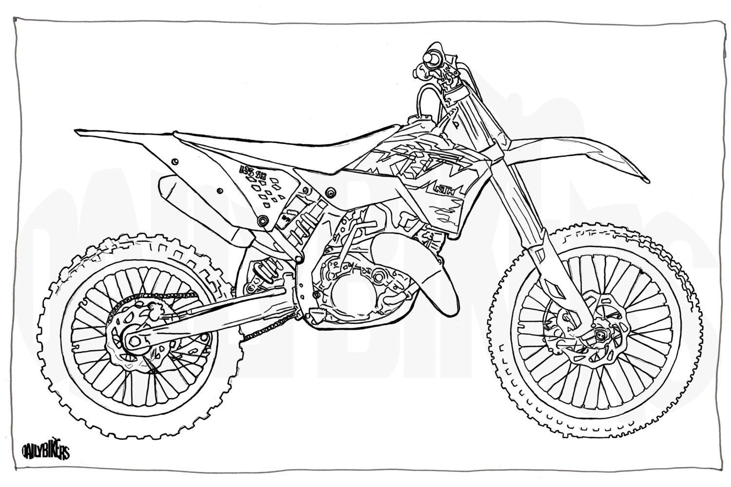 coloriage moto - dessin coloriage moto cross ktm