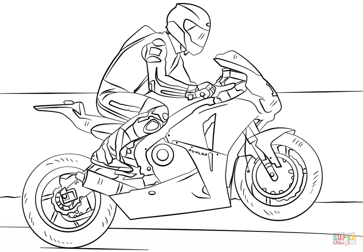 coloriage à imprimer gratuit moto de course de la catégorie coloriage moto