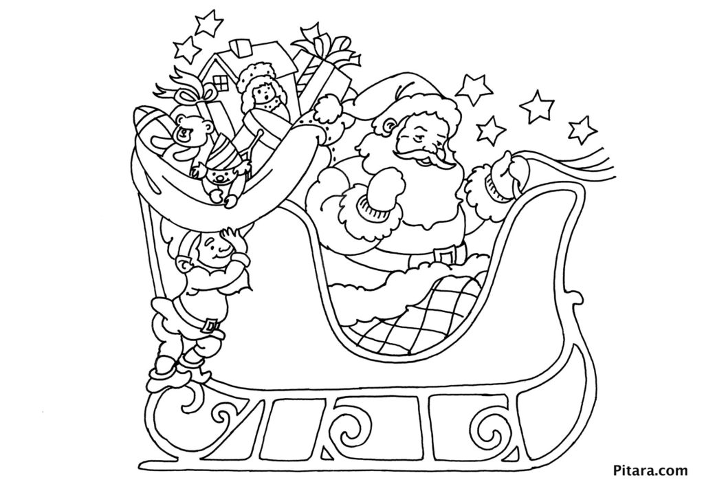 coloriage pere noel avec traineau 123Dessins Source 1 des Dessins
