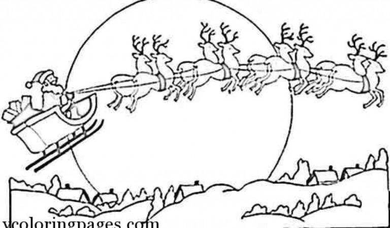 coloriage pere noel rennes traineau – 123Dessins | Source #1 des