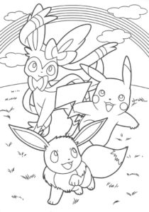 coloriage pokemon pikachu et evoli de la catégorie coloriage pikachu
