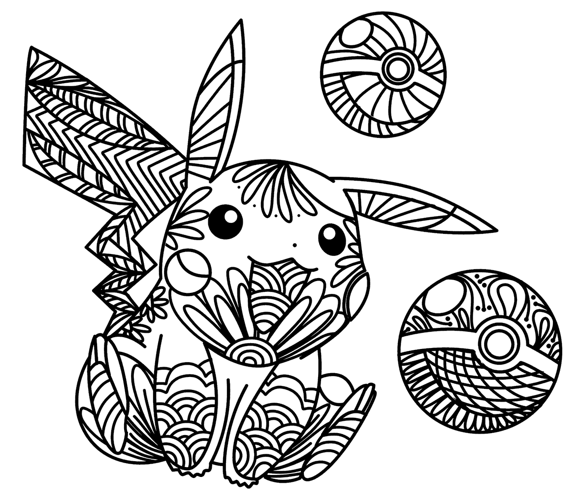 coloriage pikachu mandala de la catégorie coloriage pikachu