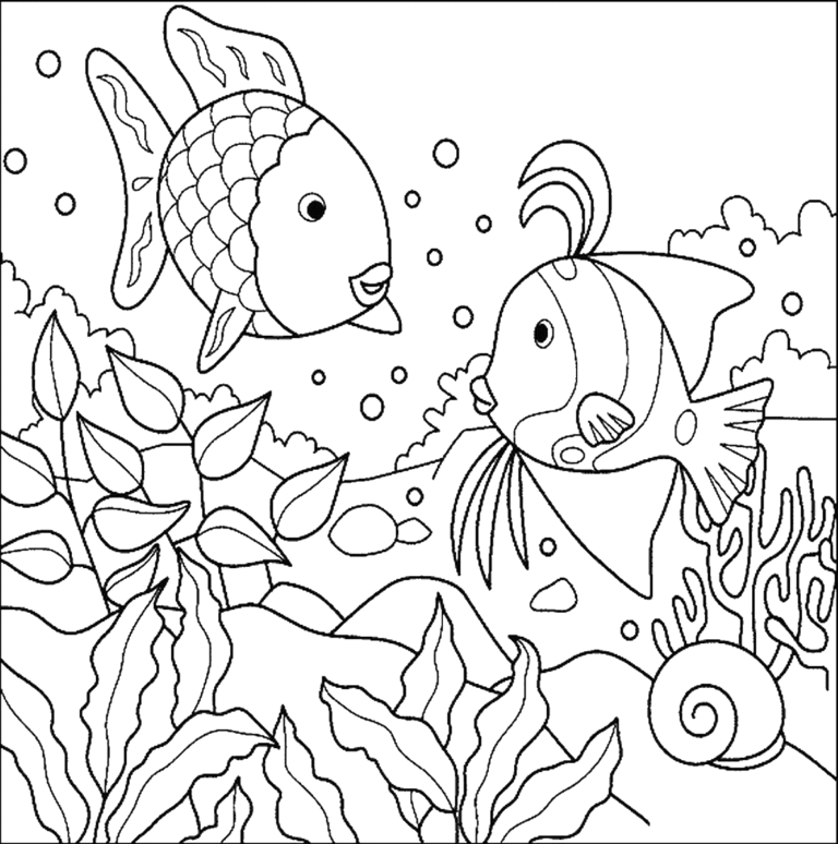 coloriage poisson  poisson arc en ciel coloriage