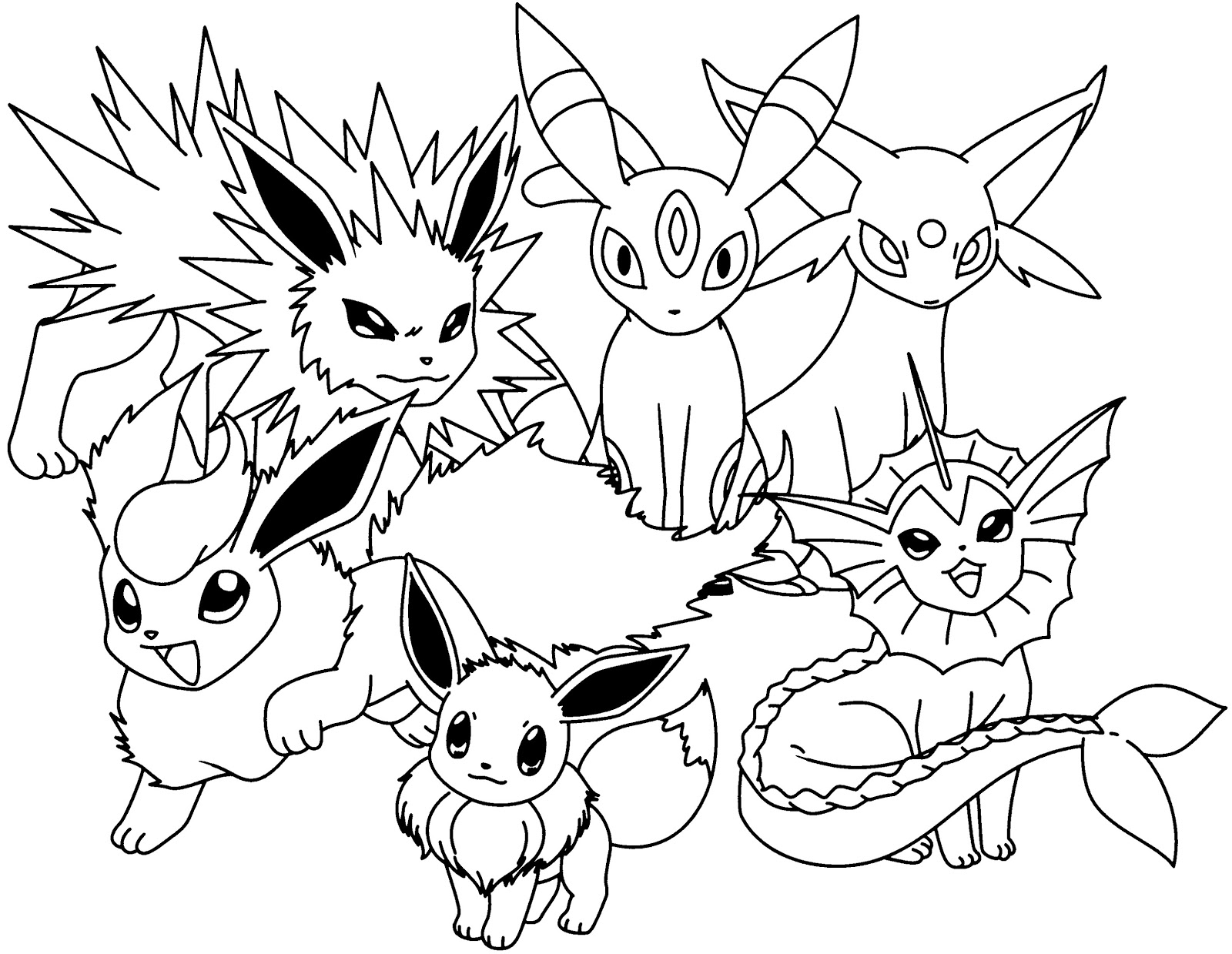 coloriage pokemon famille evoli a imprimer de la catégorie coloriage pokemon