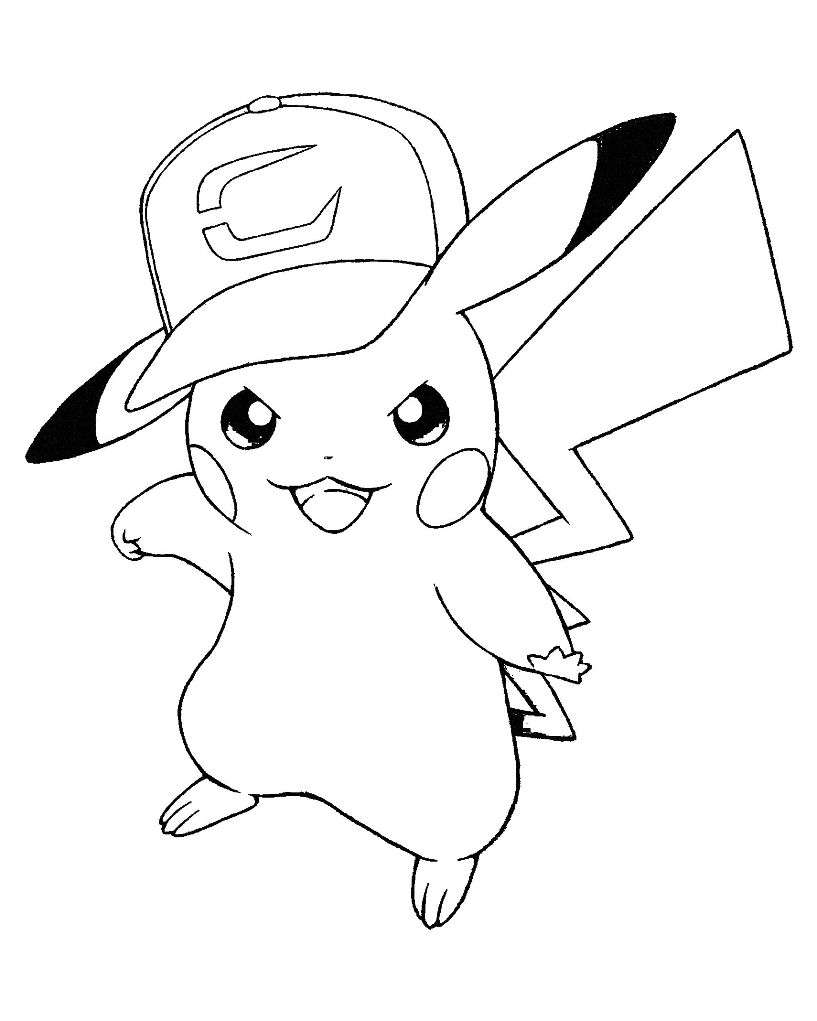 coloriage pokemon  coloriage pokemon pikachu avec casquette