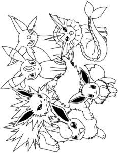 dessin pokemon evoli et ses evolution en couleur de la catégorie coloriage pokemon
