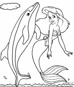coloriage sirene avec dauphin de la catégorie coloriage sirene
