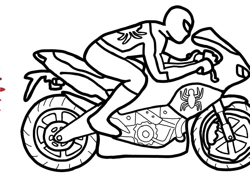 coloriage spiderman - coloriage spiderman moto à imprimer